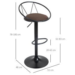 Set scaune de bar Homcom 835-453 2pcs (Brown) Thumb