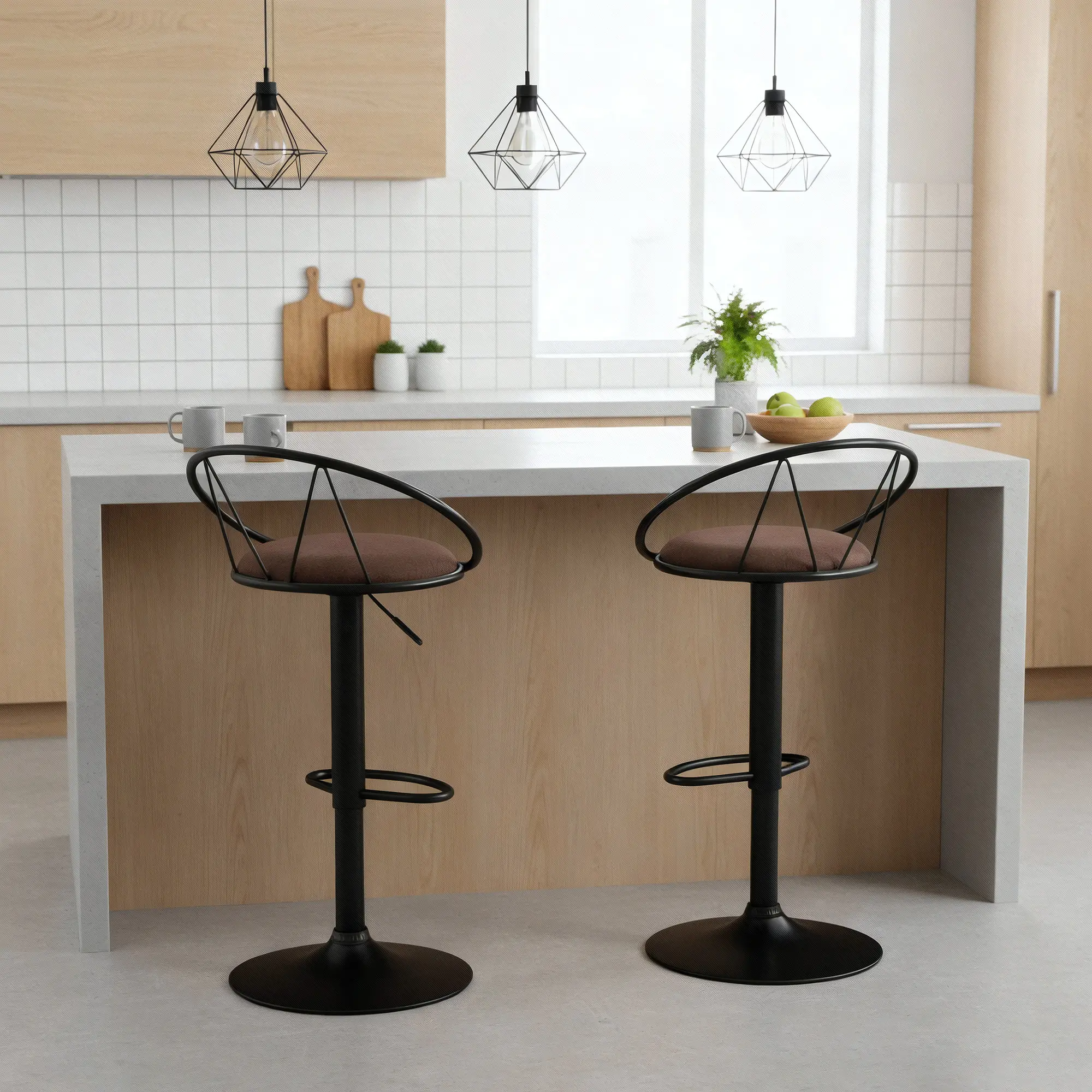 Set scaune de bar Homcom 835-453 2pcs (Brown) - 9