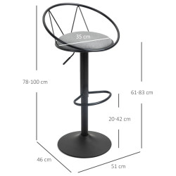 Set scaune de bar Homcom 835-453GY 2pcs (Grey) Thumb