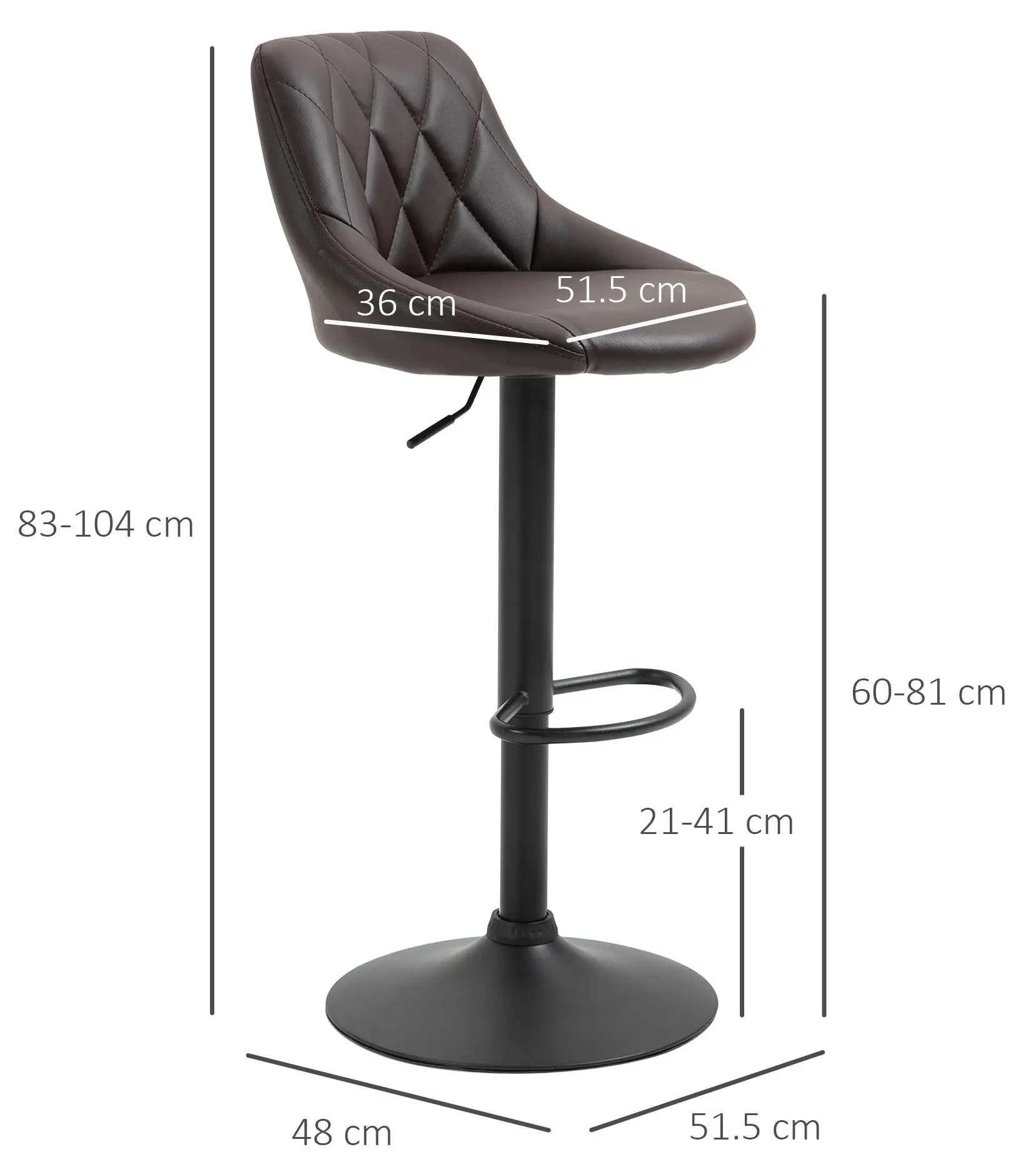 Set scaune de bar Homcom 835-502V01BN 2pcs (Brown) - 4