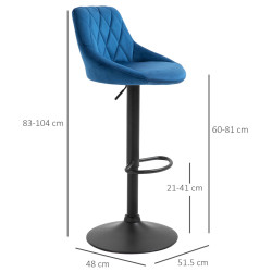 Set scaune de bar Homcom 835-502V02DB 2pcs (Blue) Thumb