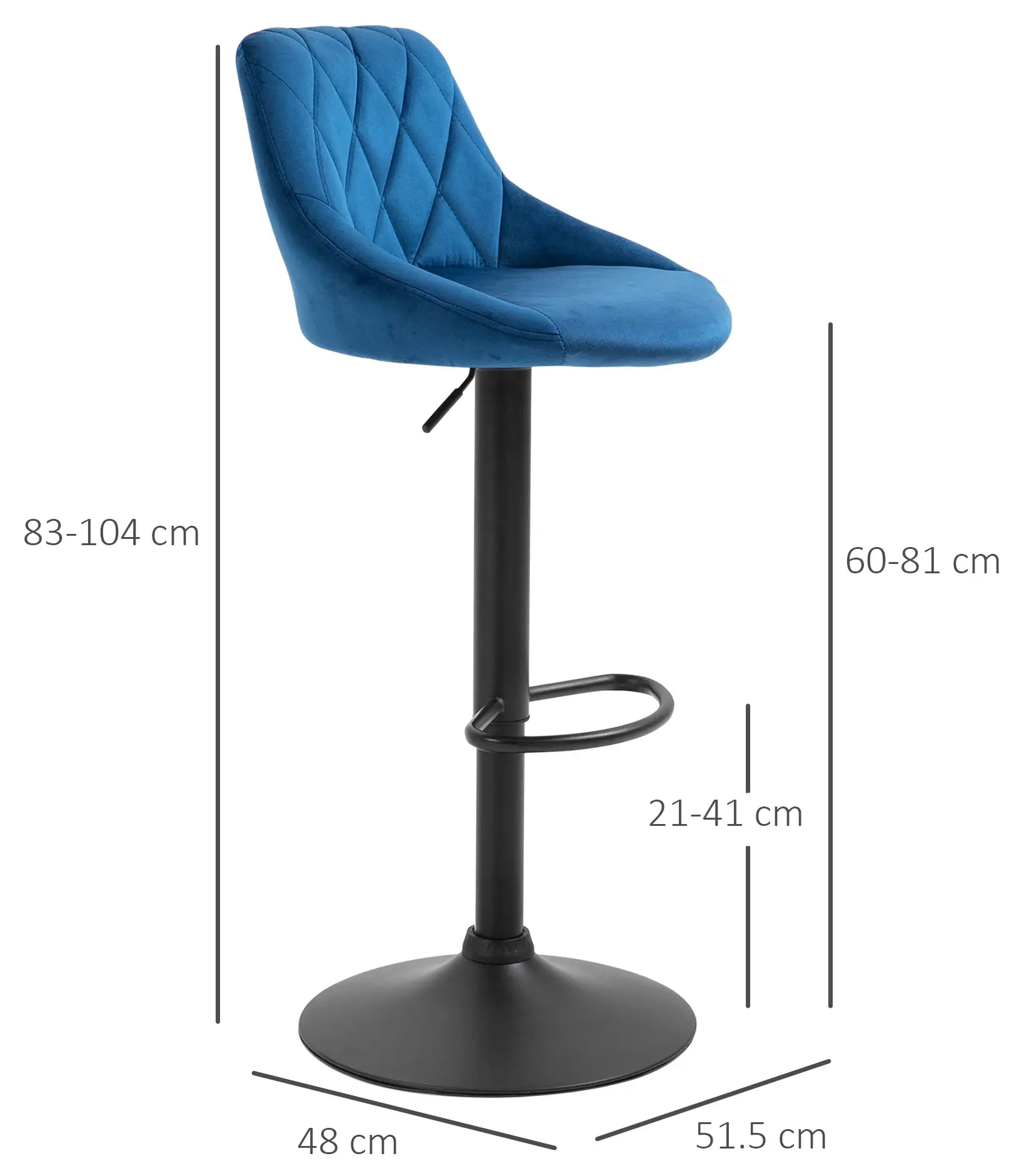 Set scaune de bar Homcom 835-502V02DB 2pcs (Blue) - 4