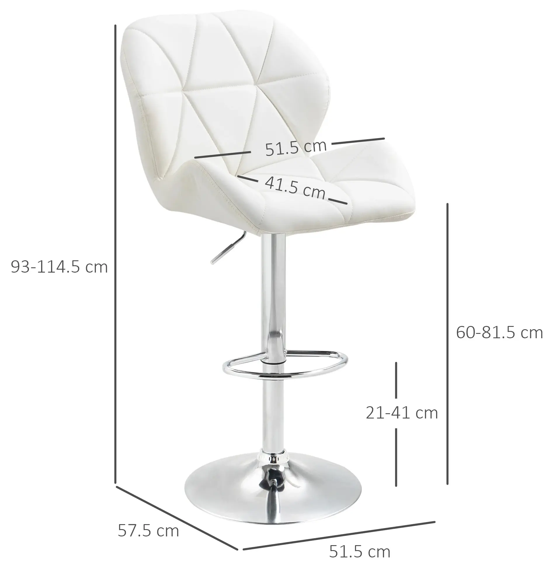 Set scaune de bar Homcom 835-506V02WT 2pcs (White) - 4