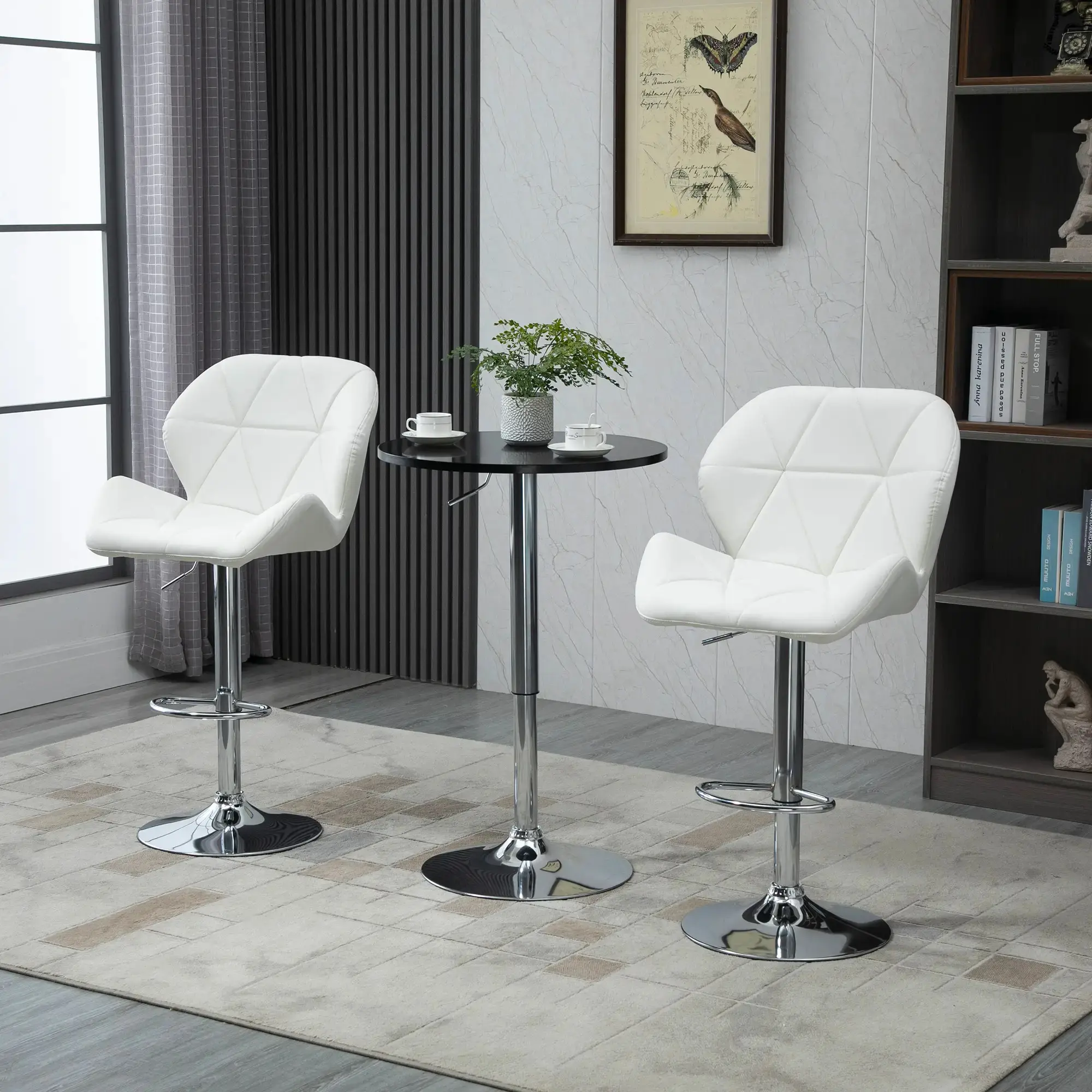Set scaune de bar Homcom 835-506V02WT 2pcs (White) - 8