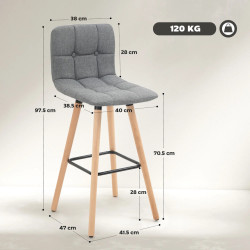 Set scaune de bar Homcom 835-530 2pcs (Grey) Thumb