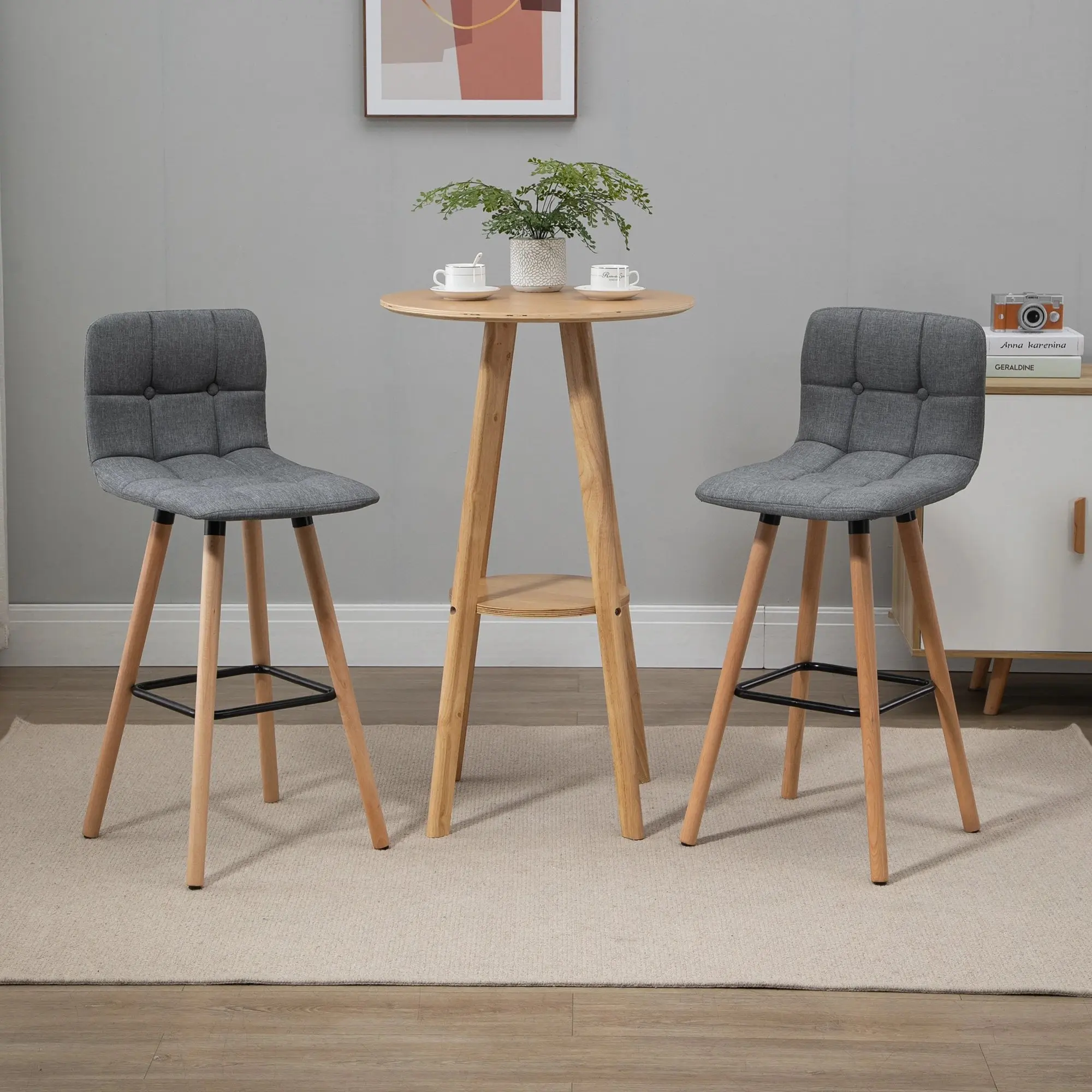 Set scaune de bar Homcom 835-530 2pcs (Grey) - 8