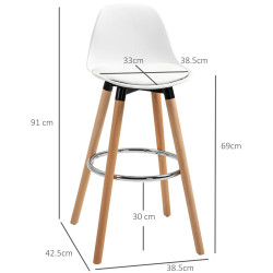 Set scaune de bar Homcom 835-594 2pcs (White) Thumb