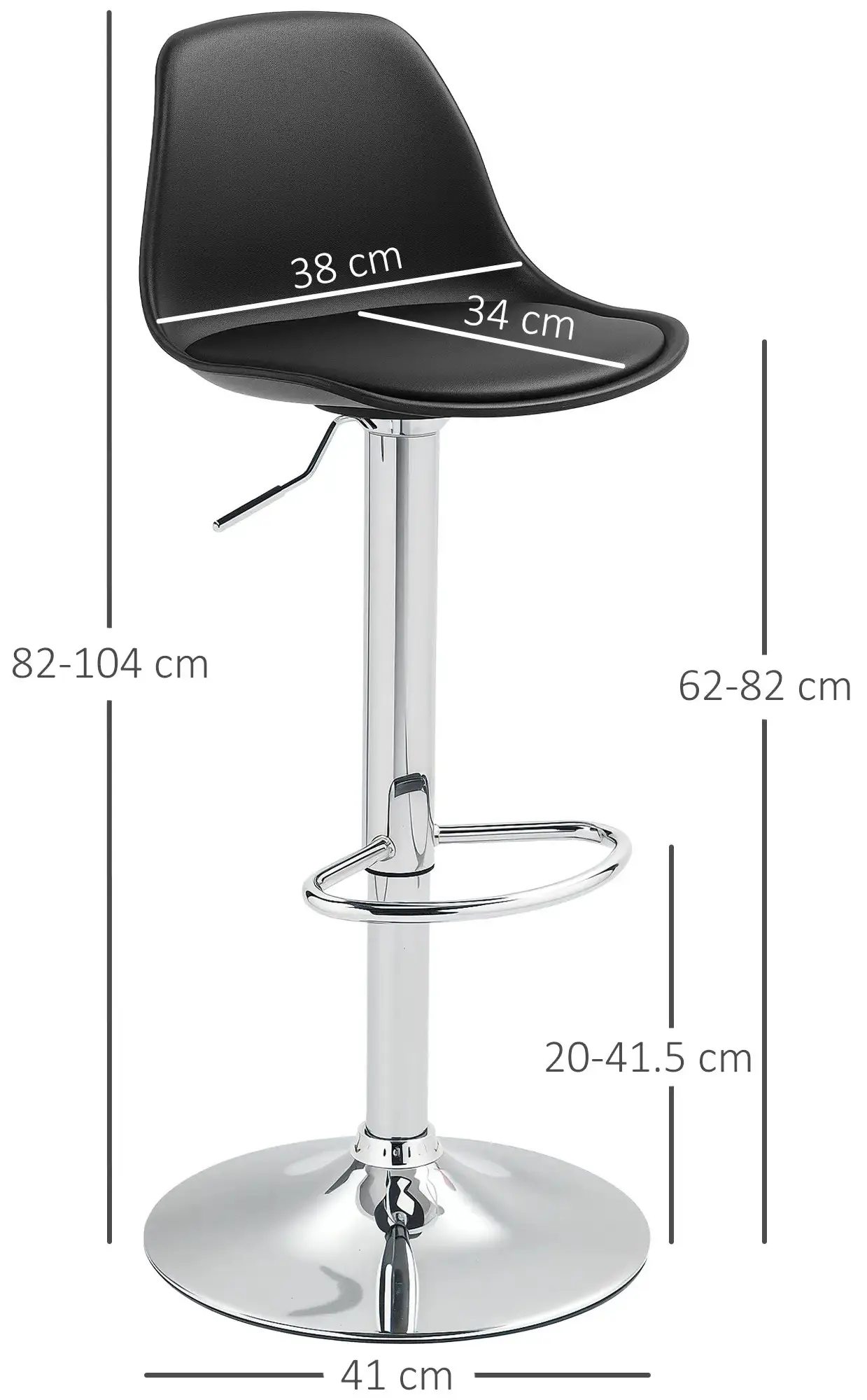Set scaune de bar Homcom 835-597V00BK 2pcs (Black) - 5