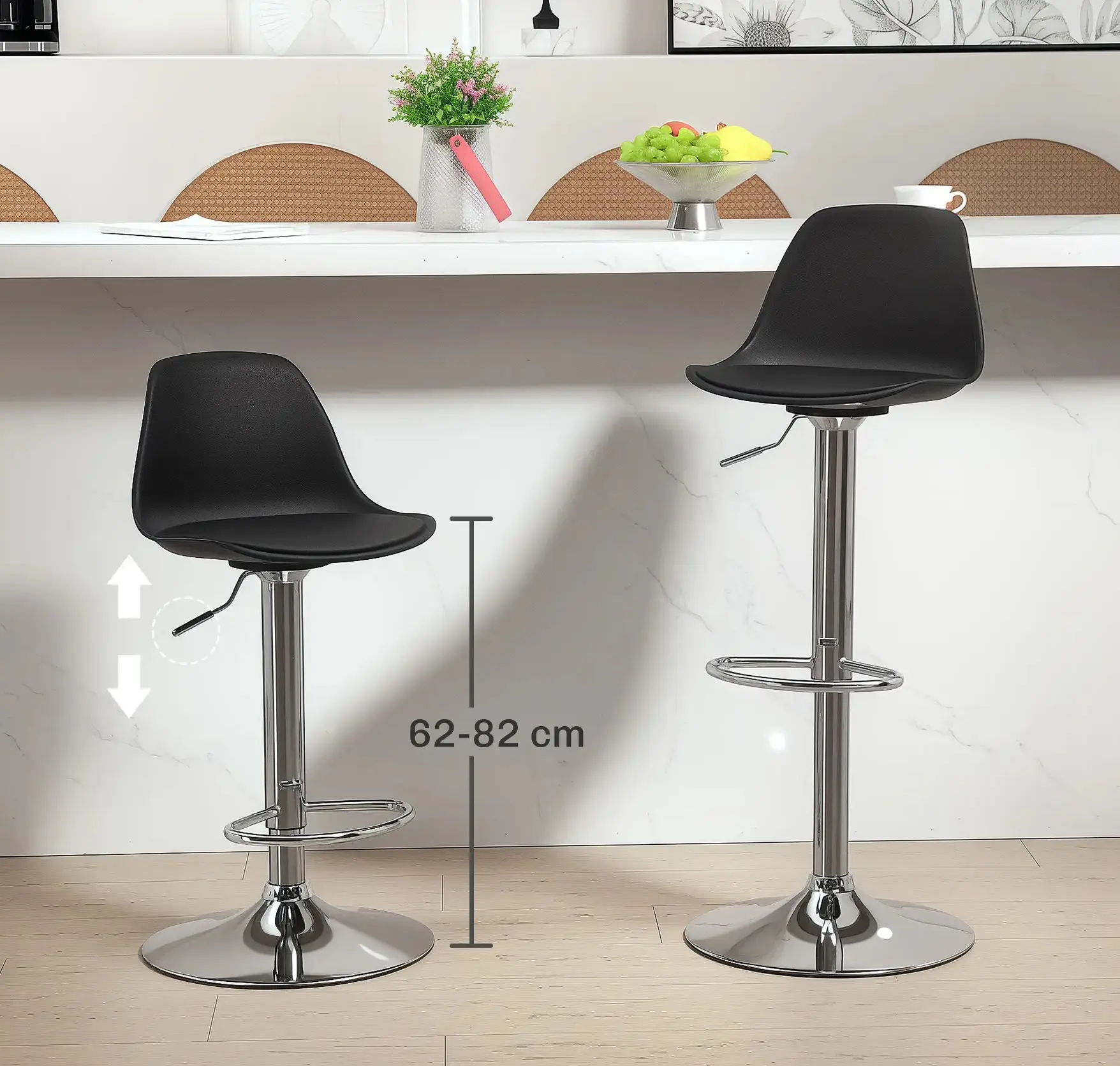 Set scaune de bar Homcom 835-597V00BK 2pcs (Black) - 8