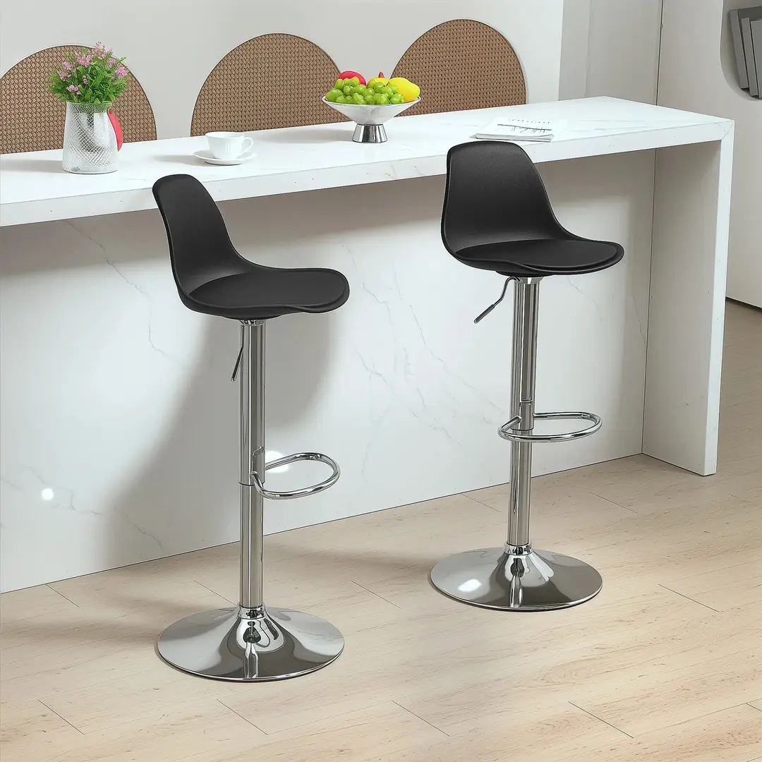 Set scaune de bar Homcom 835-597V00BK 2pcs (Black)