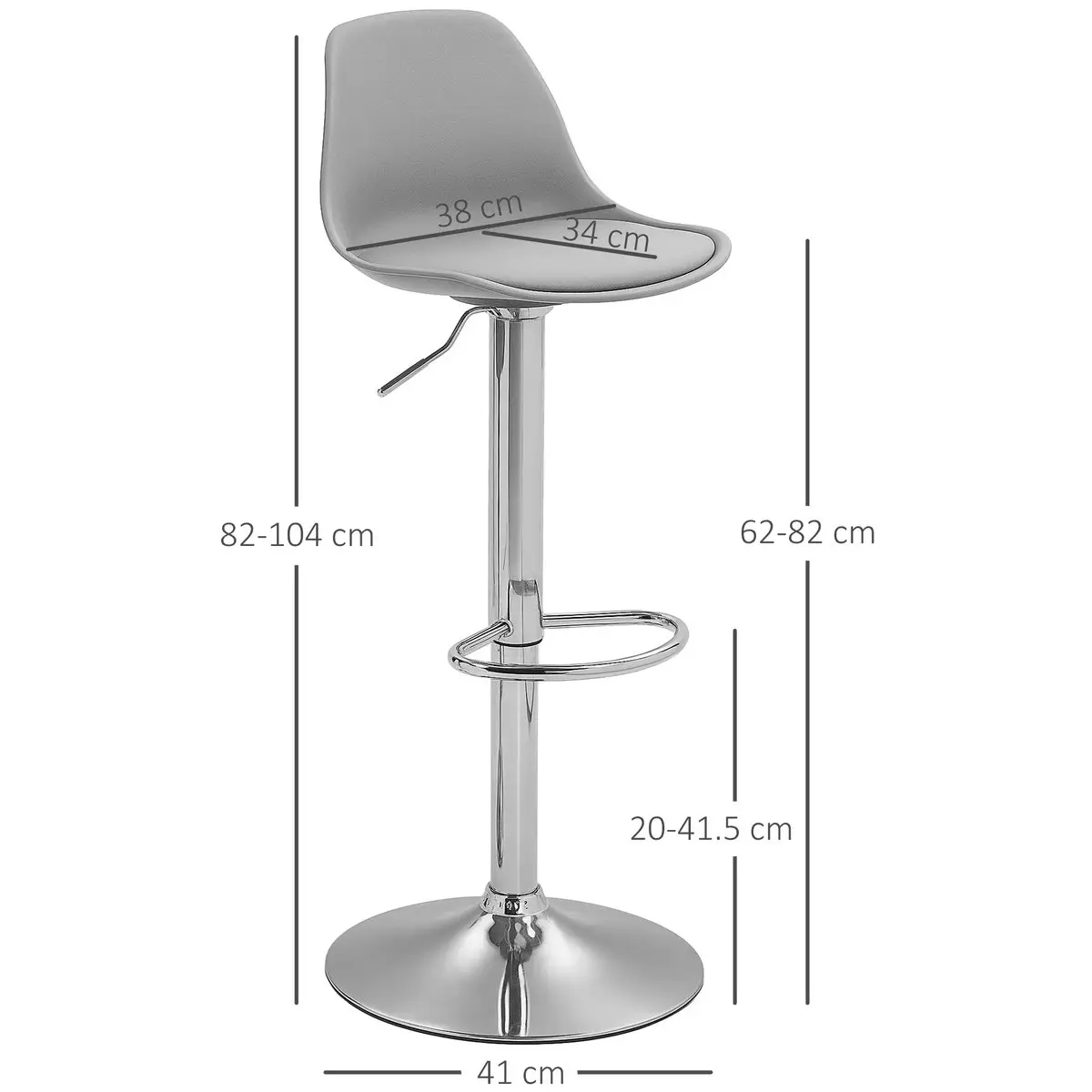 Комплект барных стульев Homcom 835-597V00GY (Grey) - 5
