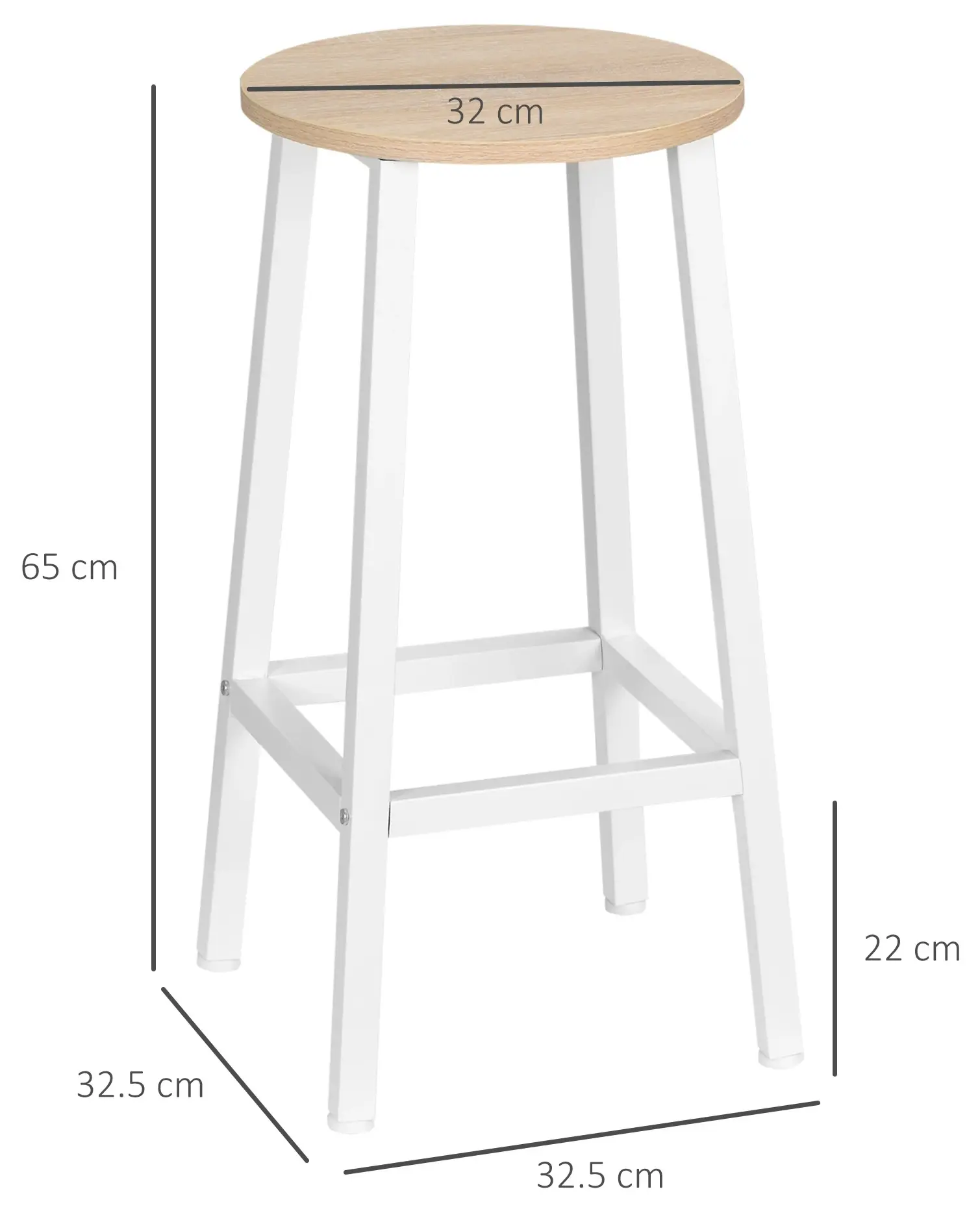 Set scaune de bar Homcom 835-616ND 2pcs (Natural/White) - 4