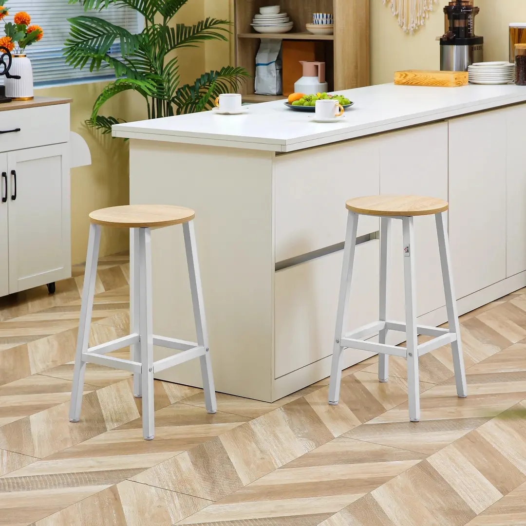 Set scaune de bar Homcom 835-616ND 2pcs (Natural/White)