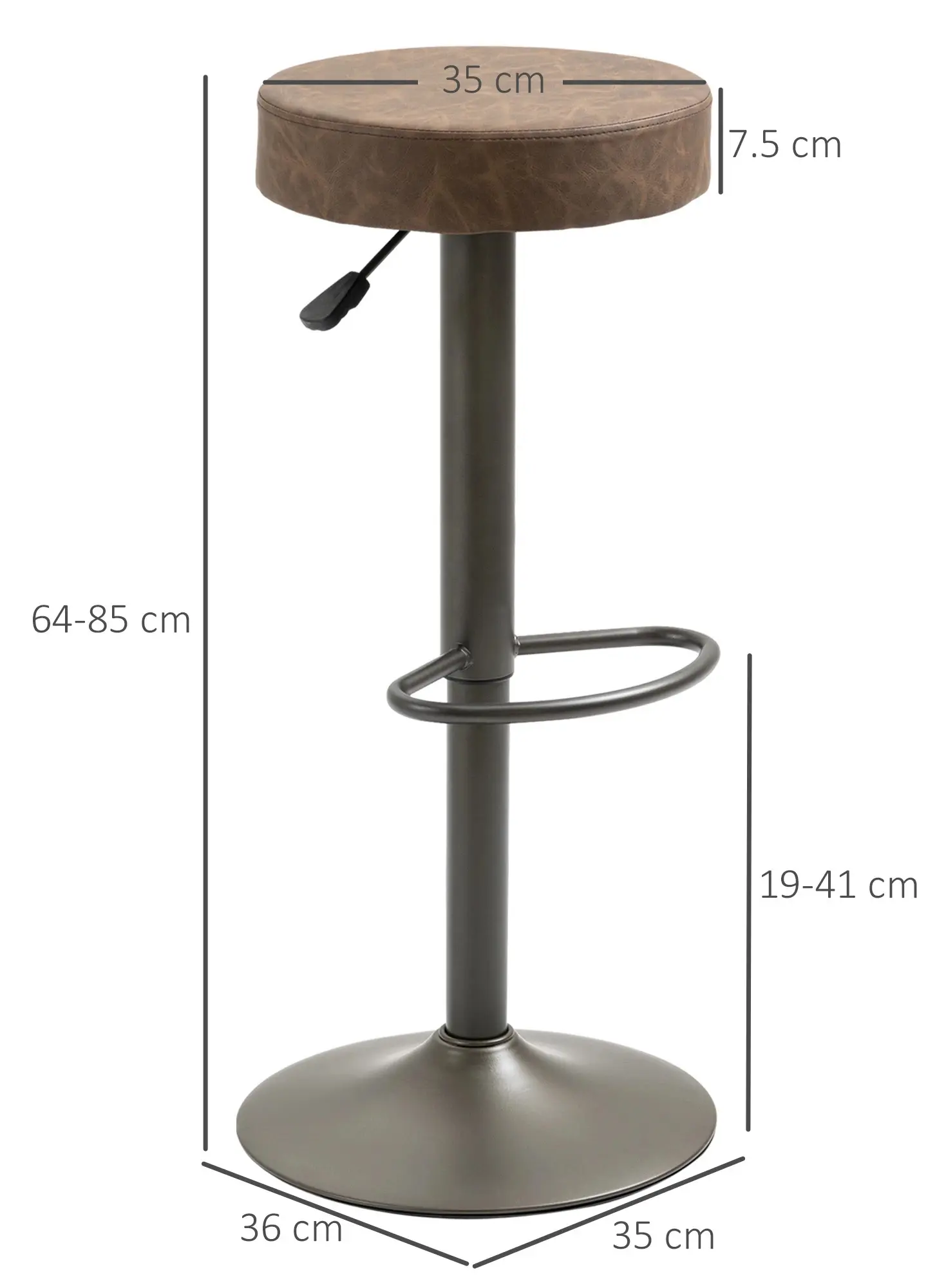 Set scaune de bar Homcom 835-719V00CF 2pcs (Coffee) - 4