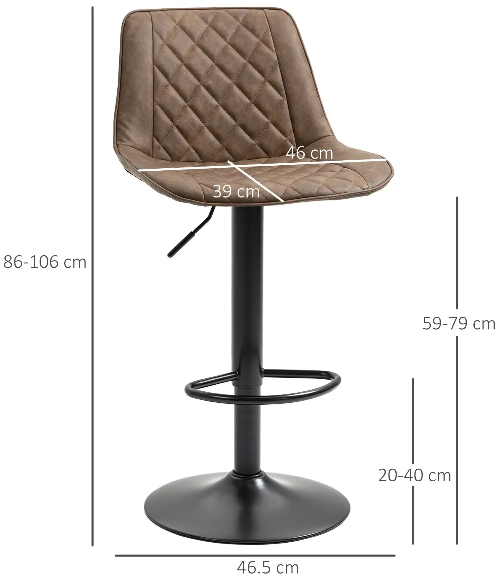 Set scaune de bar Homcom 835-735V00DR 2pcs (Dark Brown) - 4