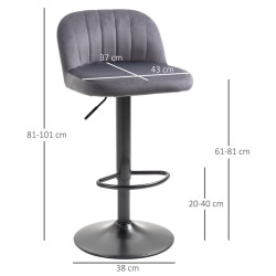 Set scaune de bar Homcom 835-738V00GY 2pcs (Grey) Thumb