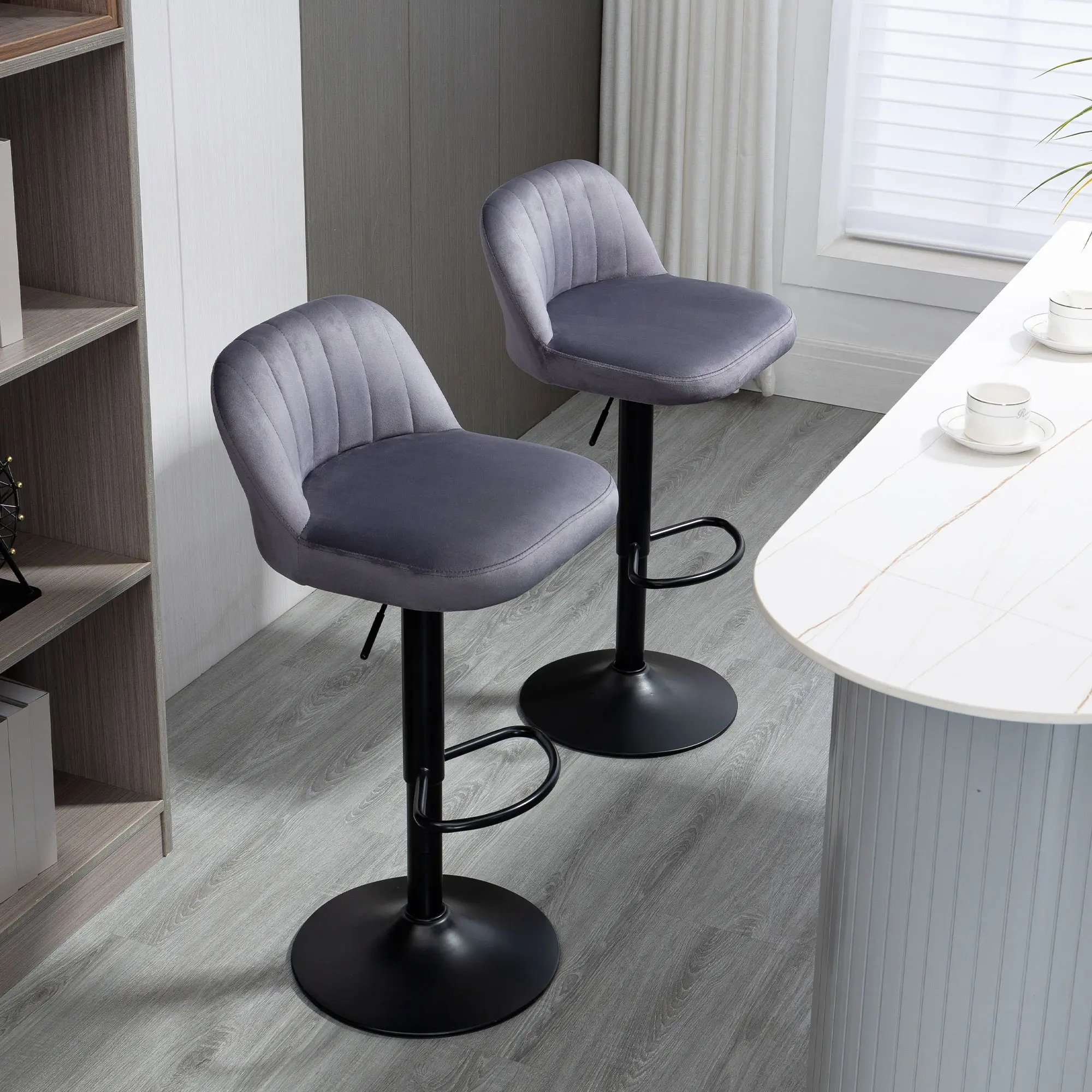 Set scaune de bar Homcom 835-738V00GY 2pcs (Grey) - 6