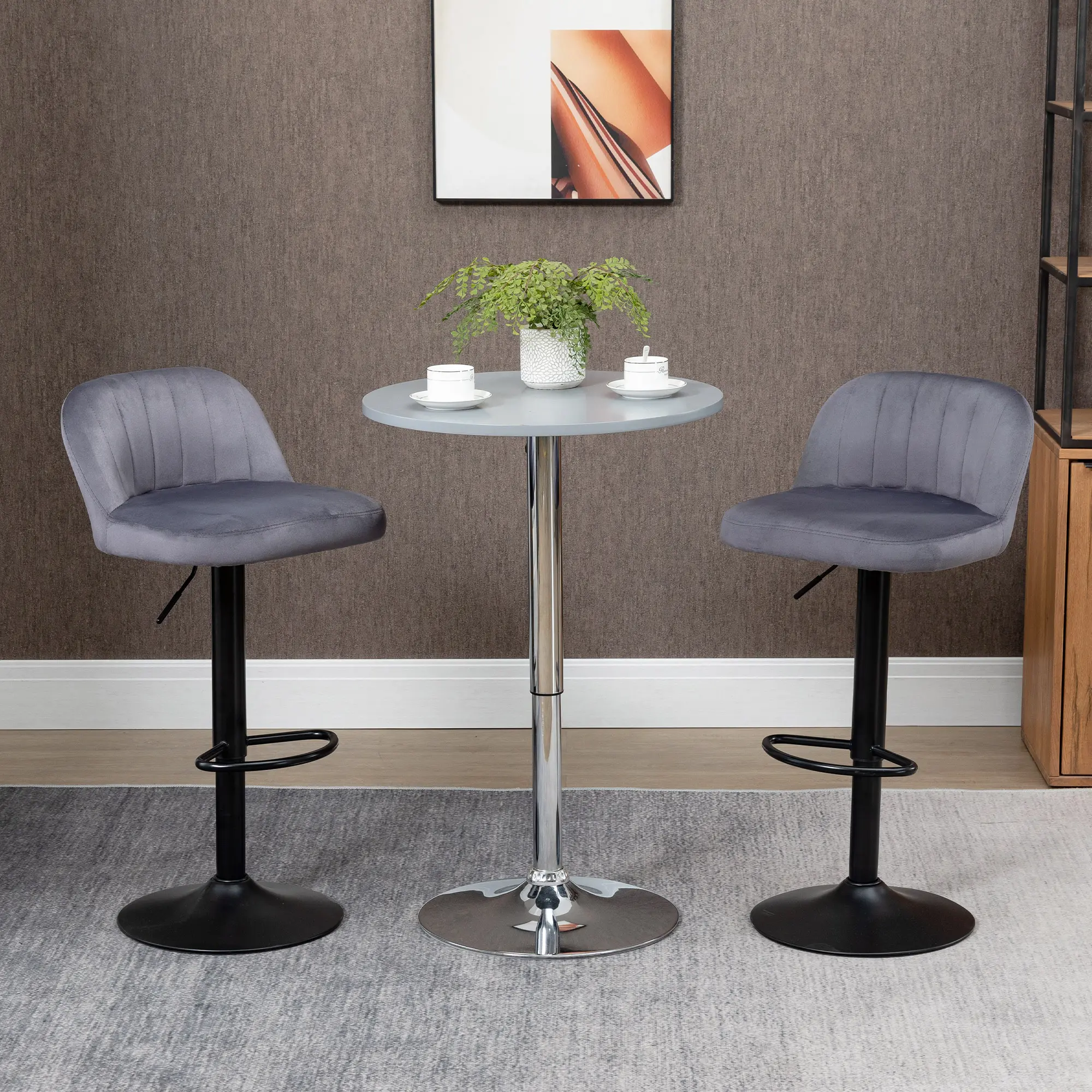 Set scaune de bar Homcom 835-738V00GY 2pcs (Grey) - 8