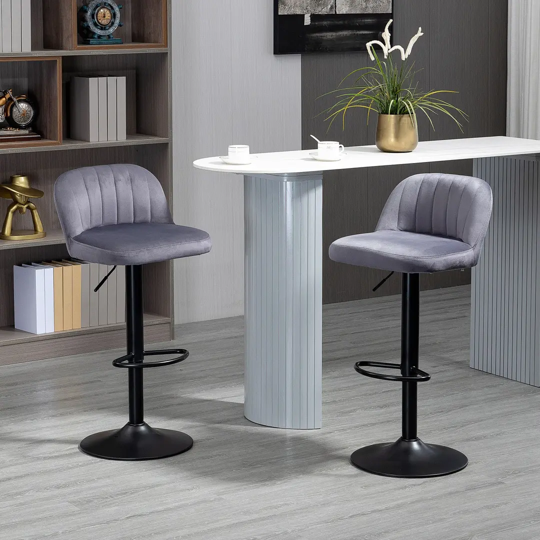 Set scaune de bar Homcom 835-738V00GY 2pcs (Grey)