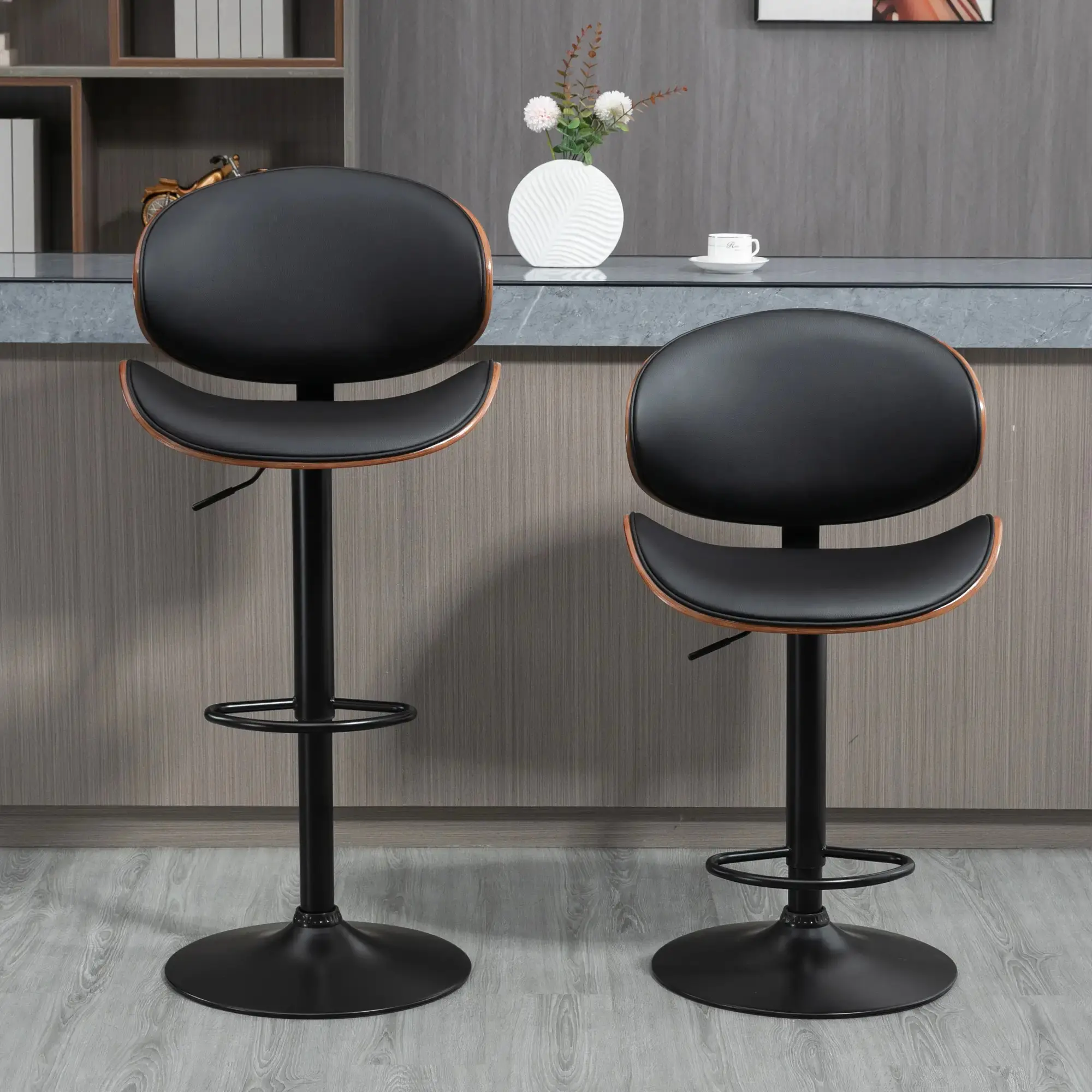 Set scaune de bar Homcom 835-819V00BK 2pcs (Black) - 5
