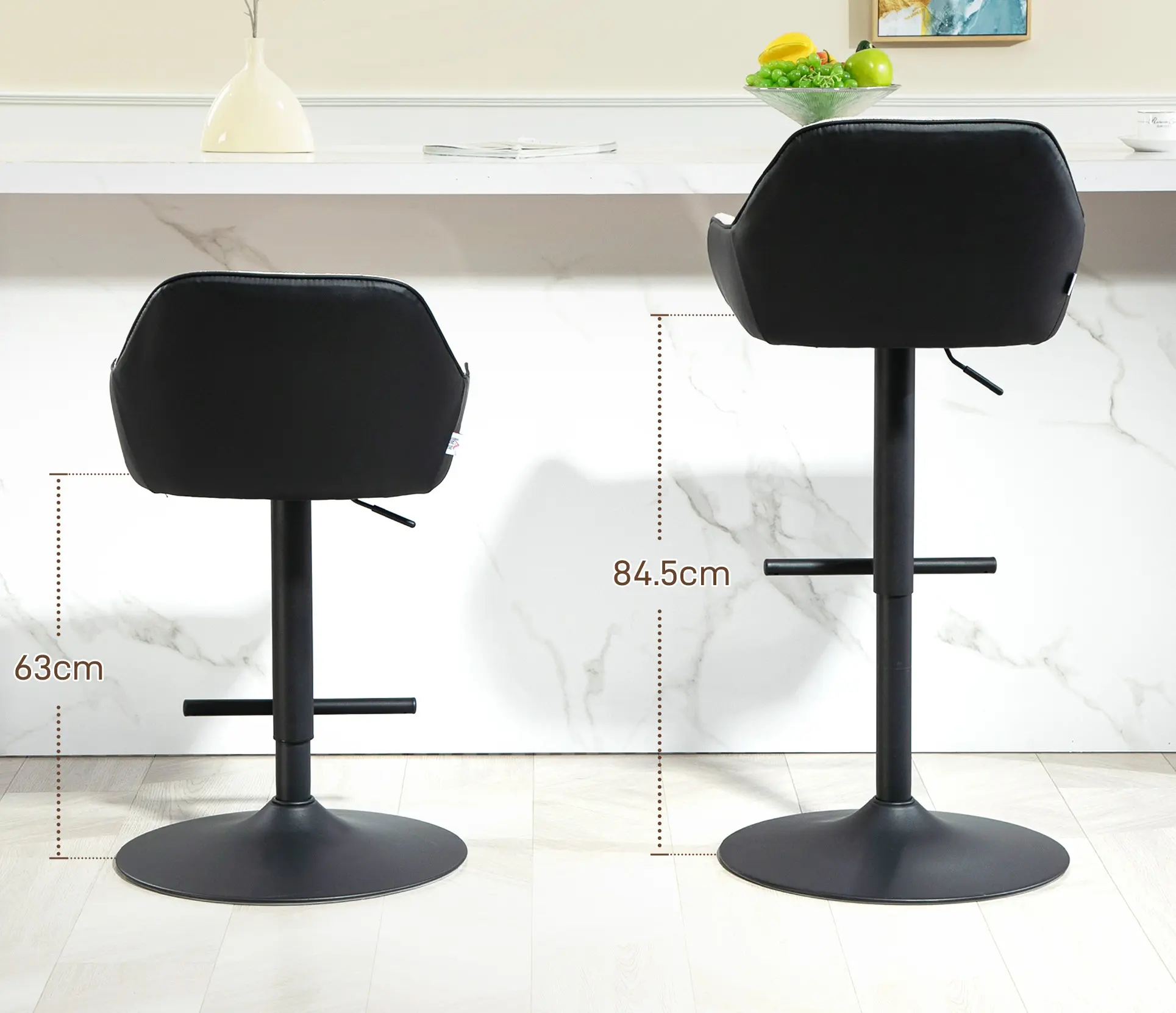 Set scaune de bar Homcom 83A-187V01LG 2pcs (Light Grey) - 6