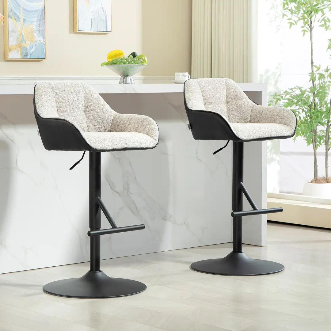 Set scaune de bar Homcom 83A-187V01LG 2pcs (Light Grey)