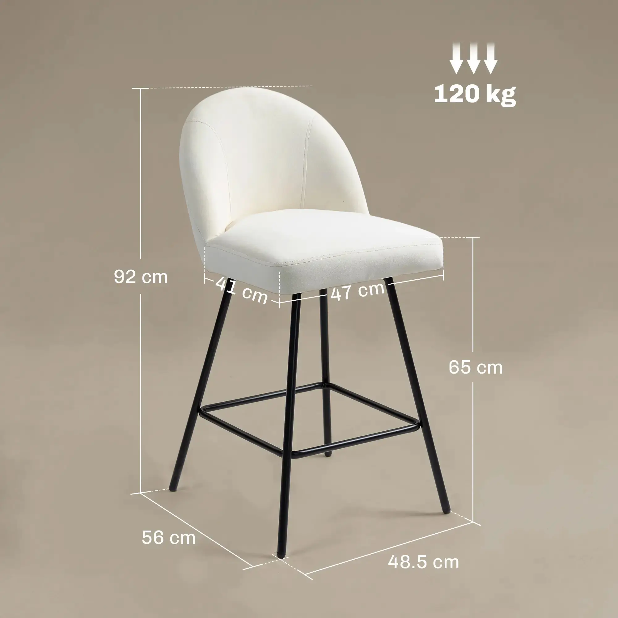 Комплект барных стульев Homcom 83A-231V00CW 2pcs (Cream White) - 3