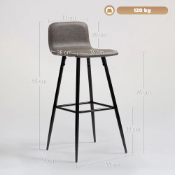 Set scaune de bar Homcom 83A-259V00DR 2pcs (Dark Brown) Thumb