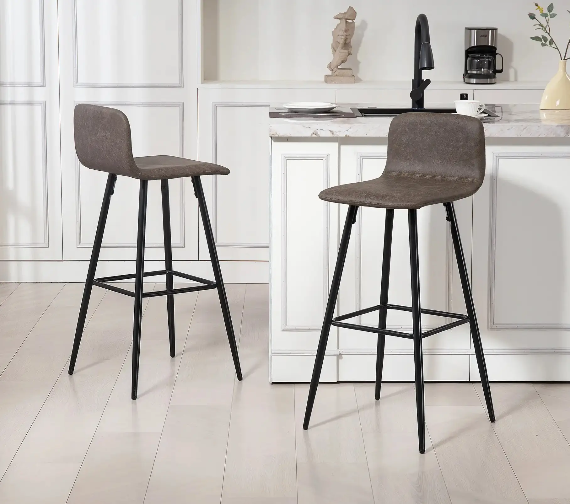 Set scaune de bar Homcom 83A-259V00DR 2pcs (Dark Brown) - 5