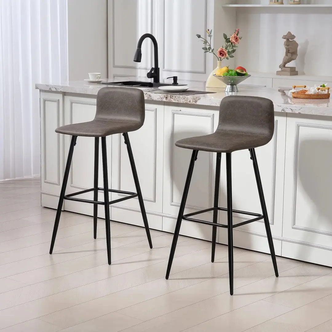 Set scaune de bar Homcom 83A-259V00DR 2pcs (Dark Brown)