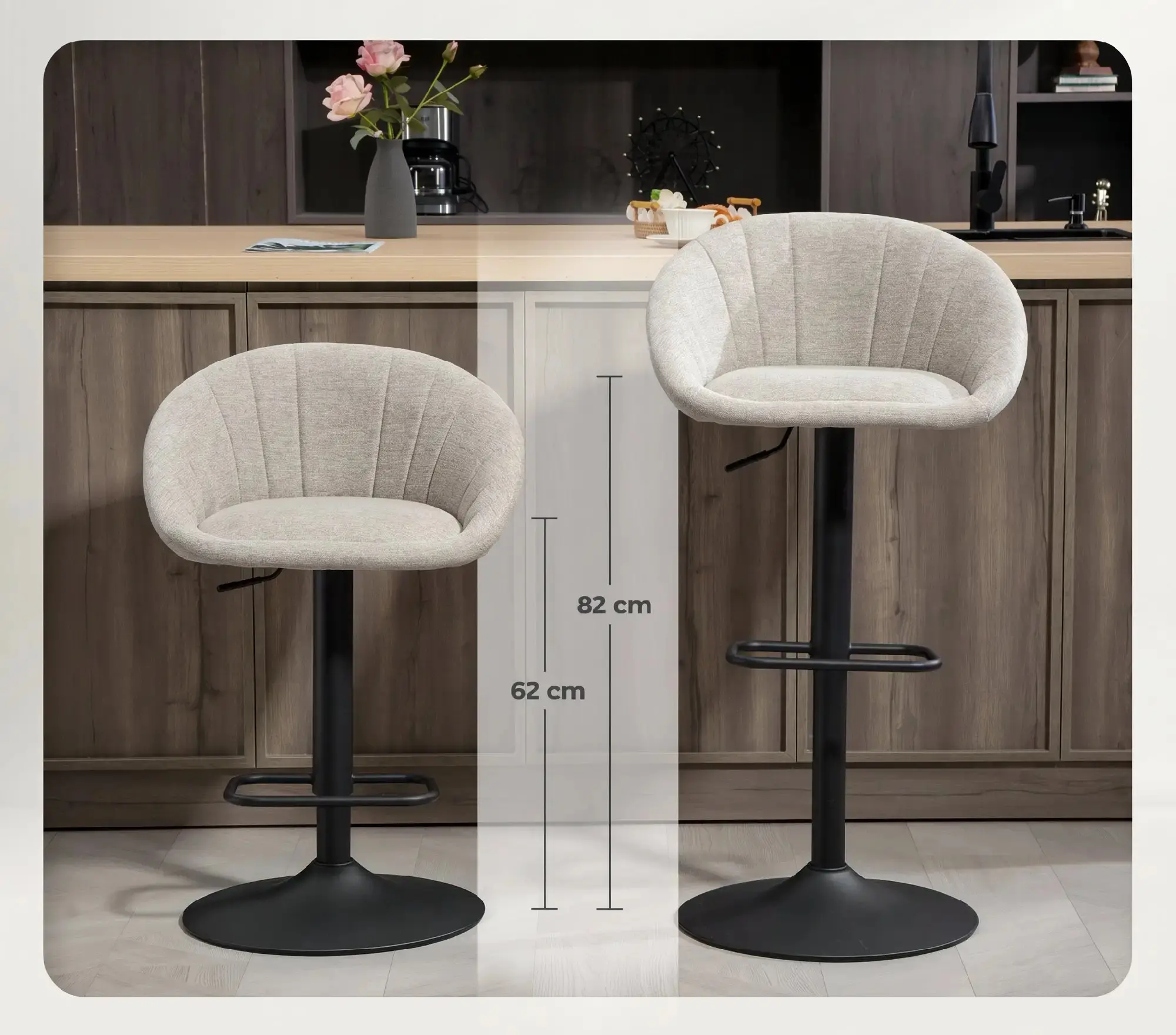 Set scaune de bar Homcom 83A-345V00BG (Beige) - 5