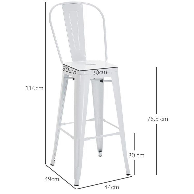 Set scaun de bar Homcom 835-122V01WT 44x49x116 (White)