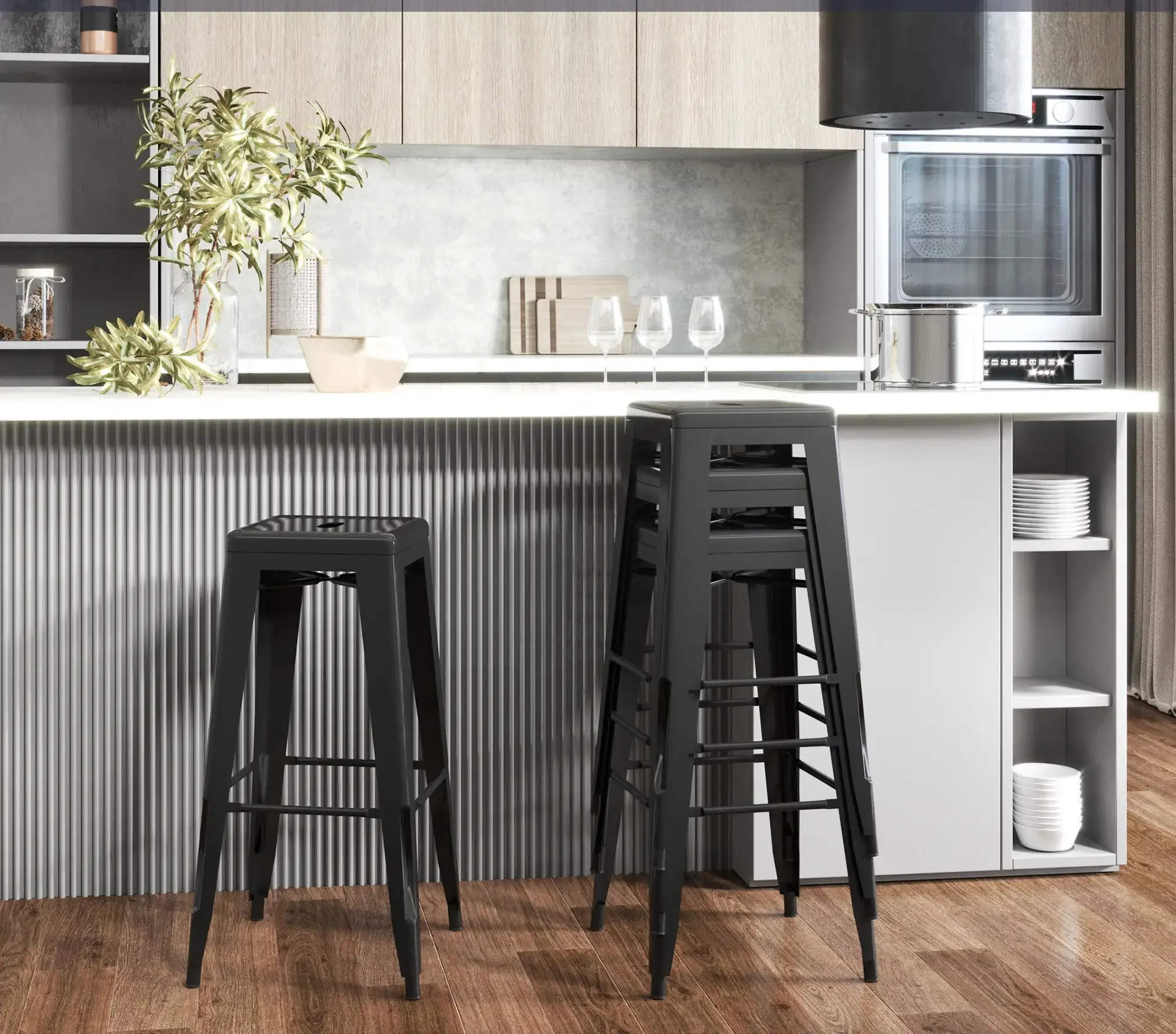 Set scaune de bar Homcom 835-177BK (Black) - 9