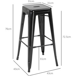 Set scaune de bar Homcom 835-177BK (Black) Thumb