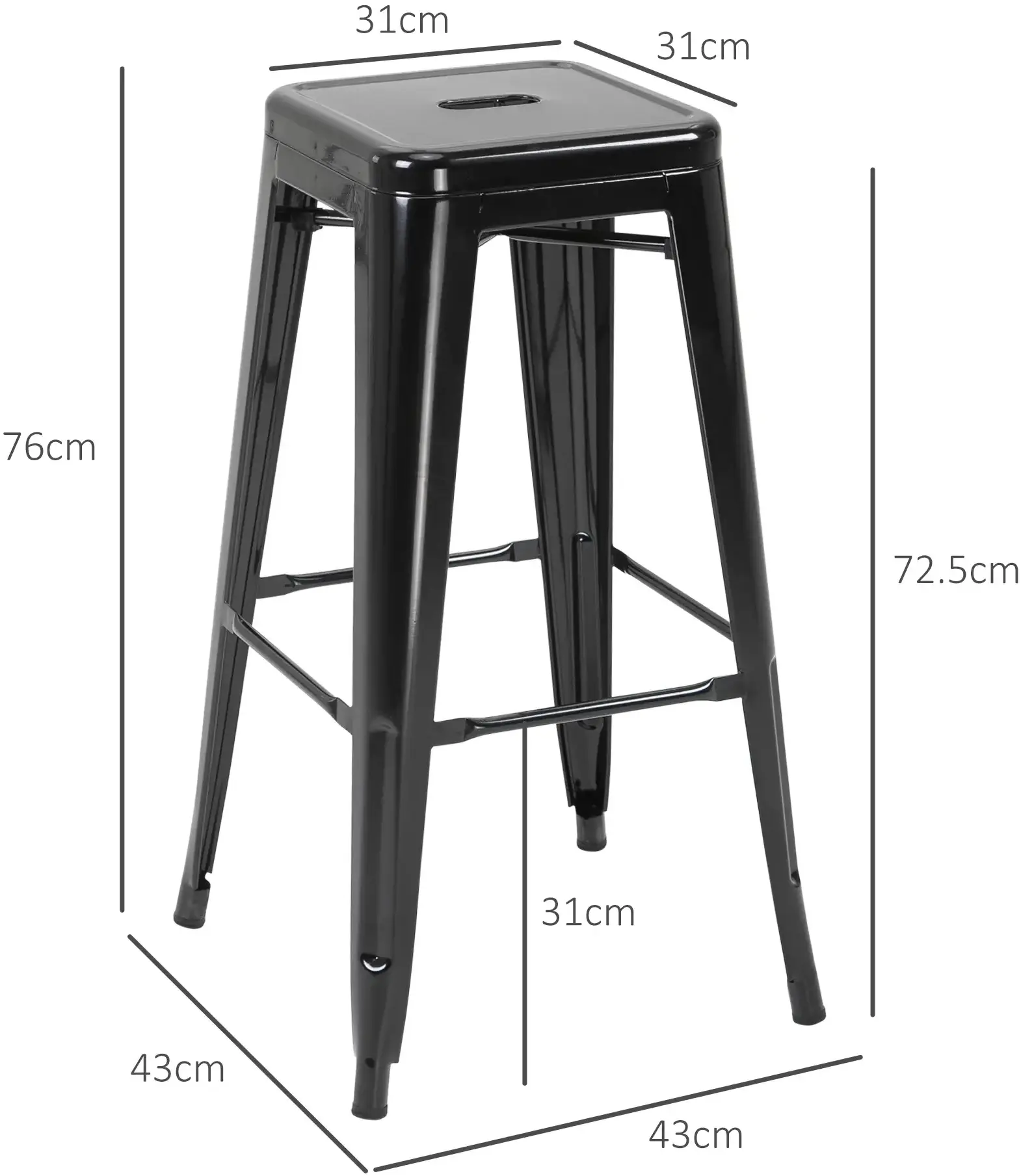 Set scaune de bar Homcom 835-177BK (Black) - 10