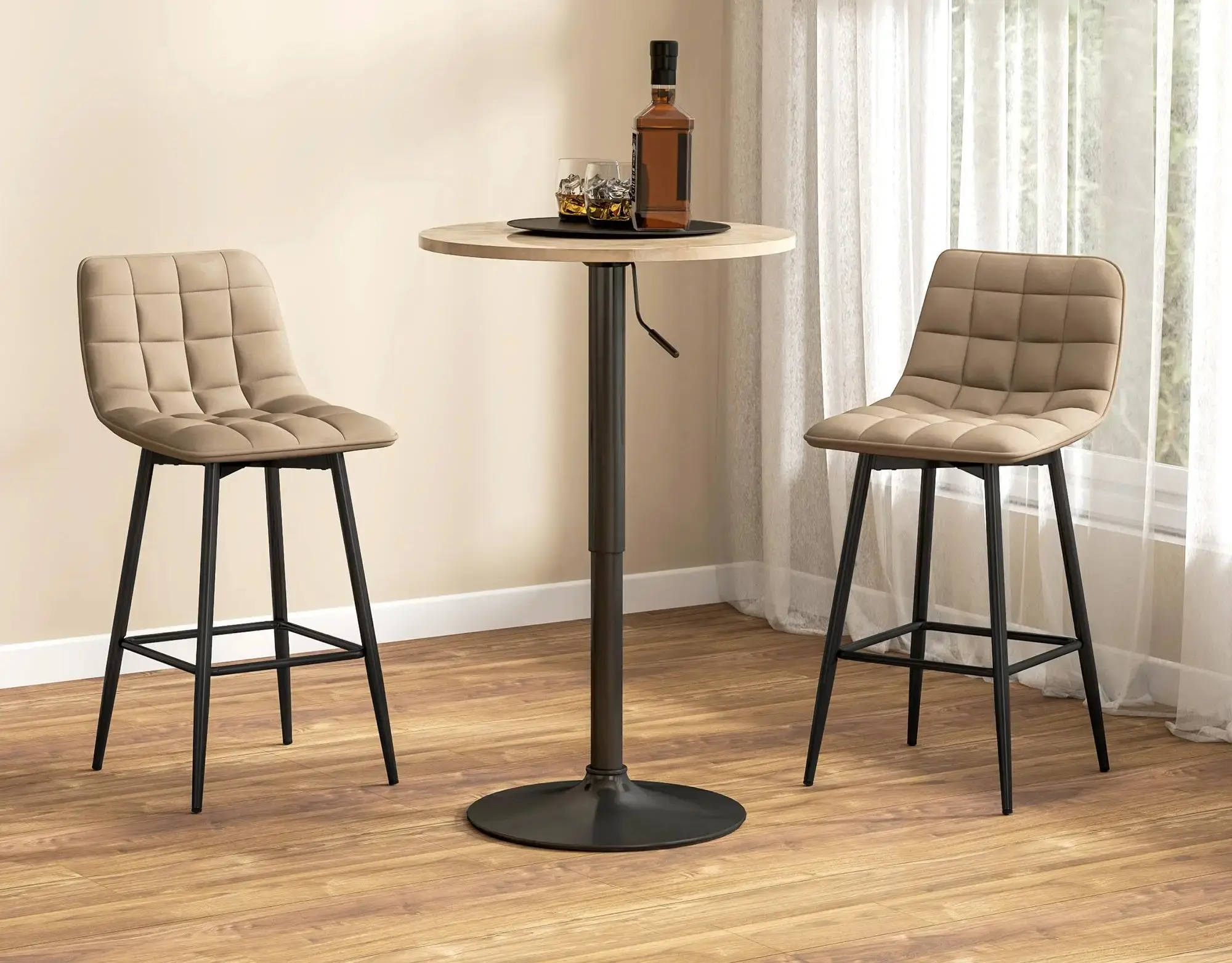 Set scaune de bar Homcom 835-271V00BN (Brown/Black) - 3