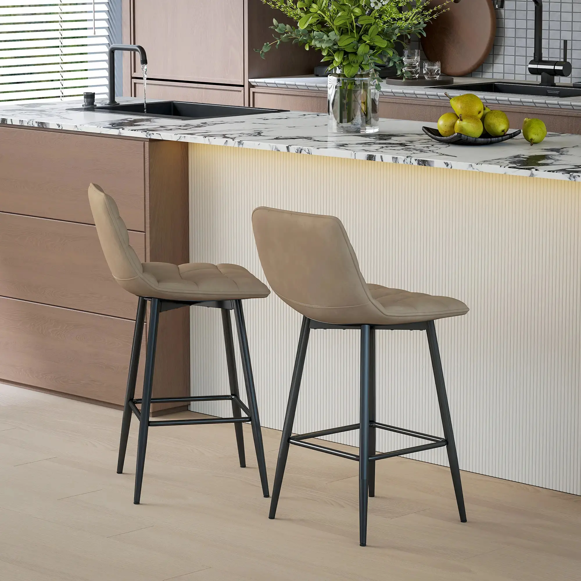 Set scaune de bar Homcom 835-271V00BN (Brown/Black) - 6