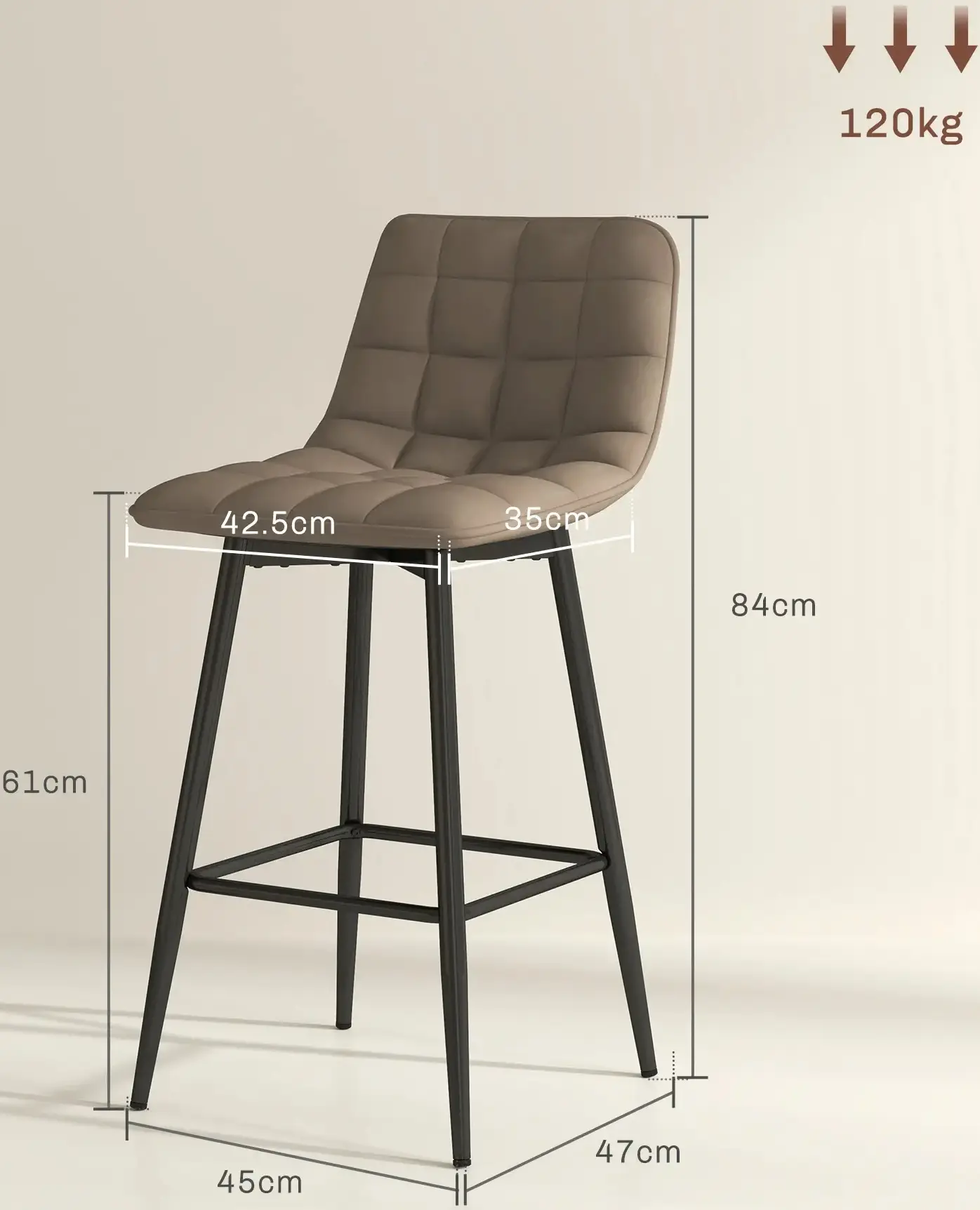 Set scaune de bar Homcom 835-271V00BN (Brown/Black) - 9