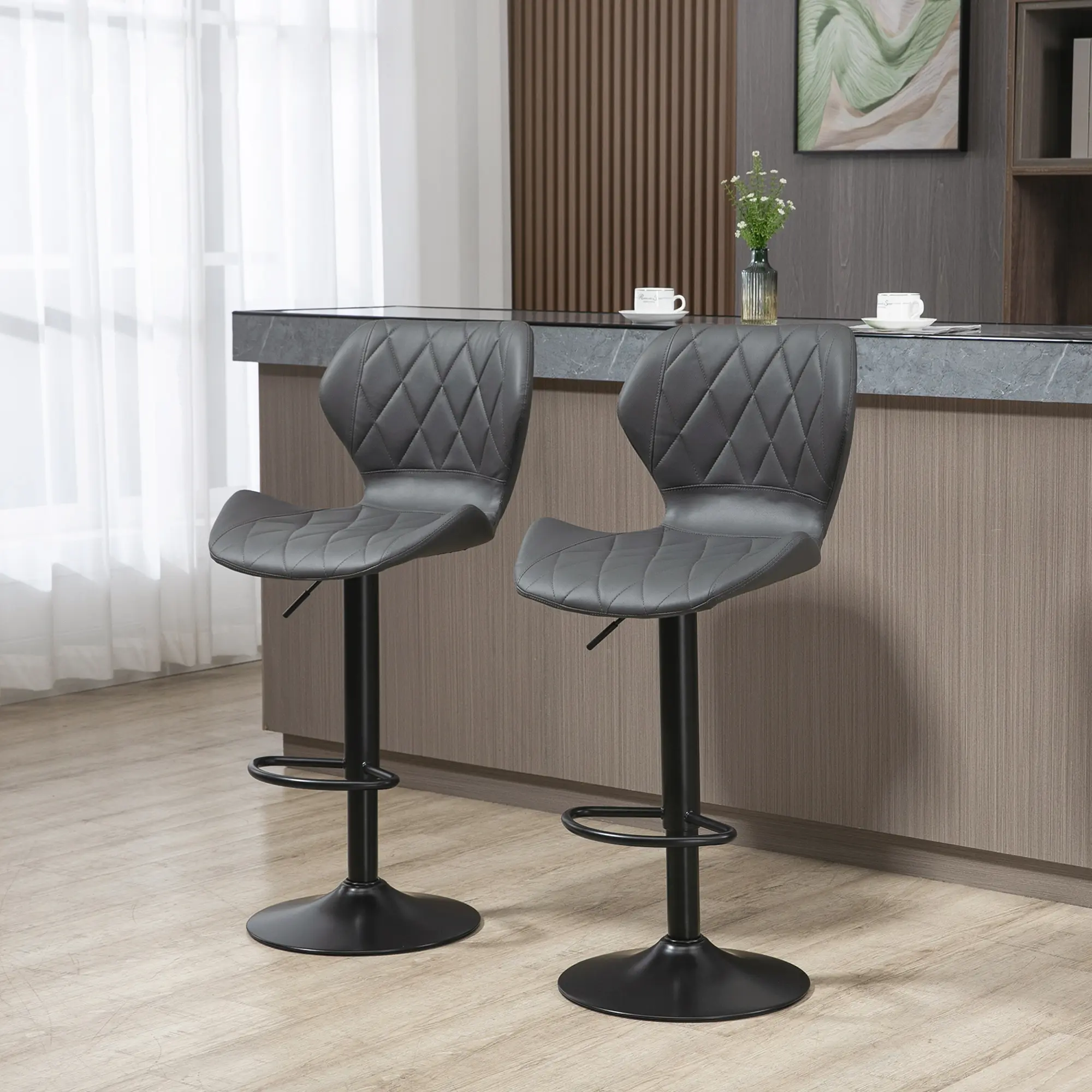 Set scaune de bar Homcom 835-358 (Grey/Black) - 3