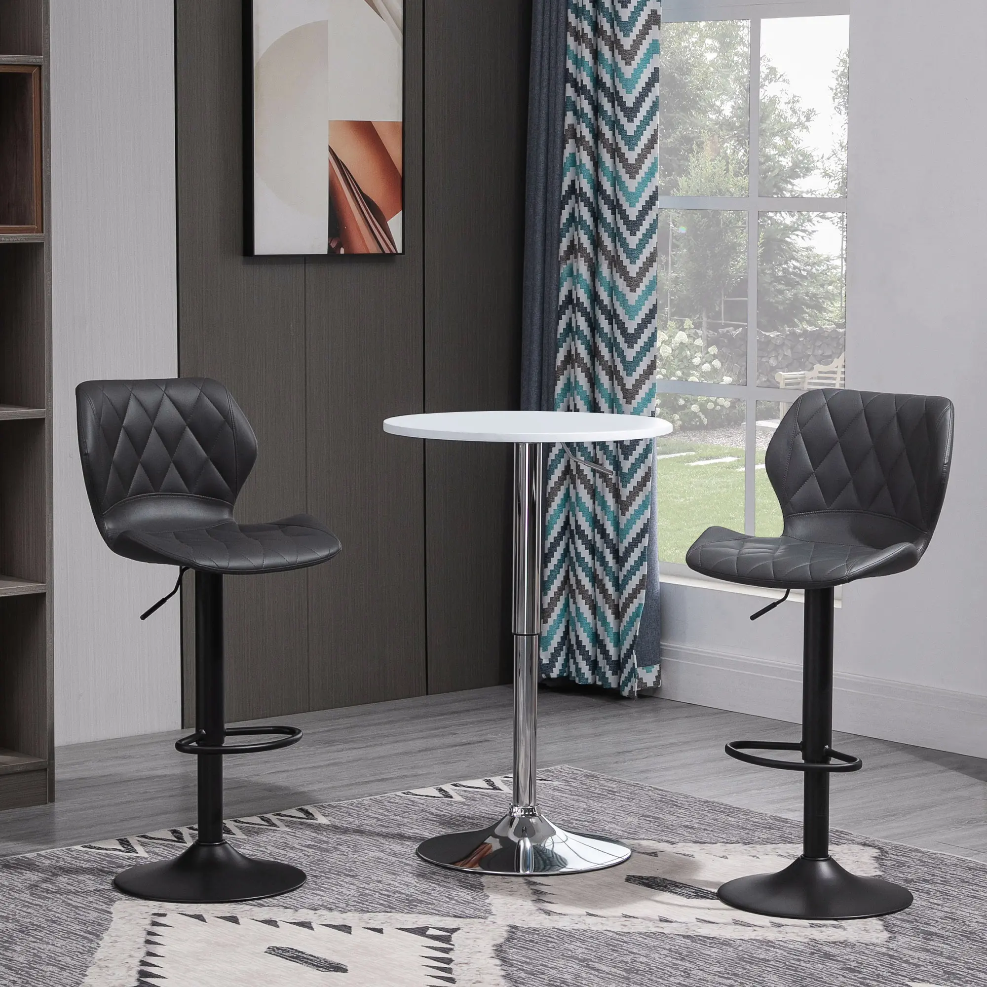 Set scaune de bar Homcom 835-358 (Grey/Black) - 4