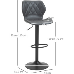 Set scaune de bar Homcom 835-358 (Grey/Black) Thumb
