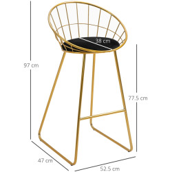 Set scaune de bar Homcom 835-431 (Black/Gold) Thumb