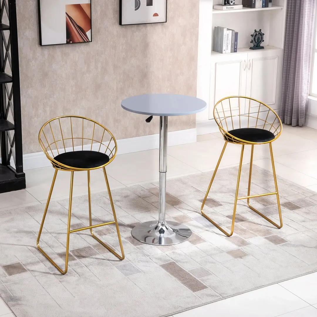 Set scaune de bar Homcom 835-431 (Black/Gold)