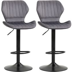 Set scaune de bar Homcom 835-466GY 47x51x113 cm (Grey/Black) Thumb