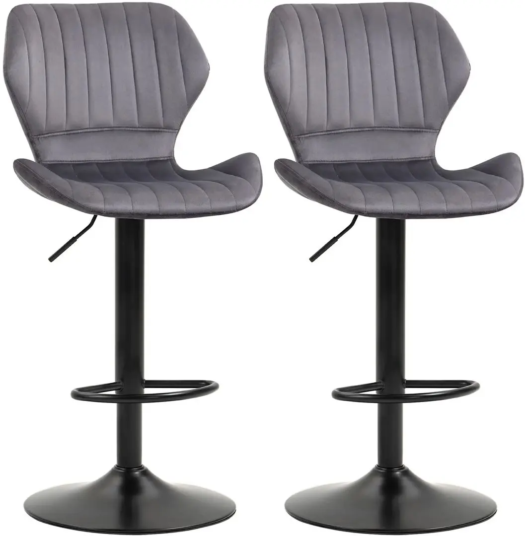 Set scaune de bar Homcom 835-466GY 47x51x113 cm (Grey/Black)