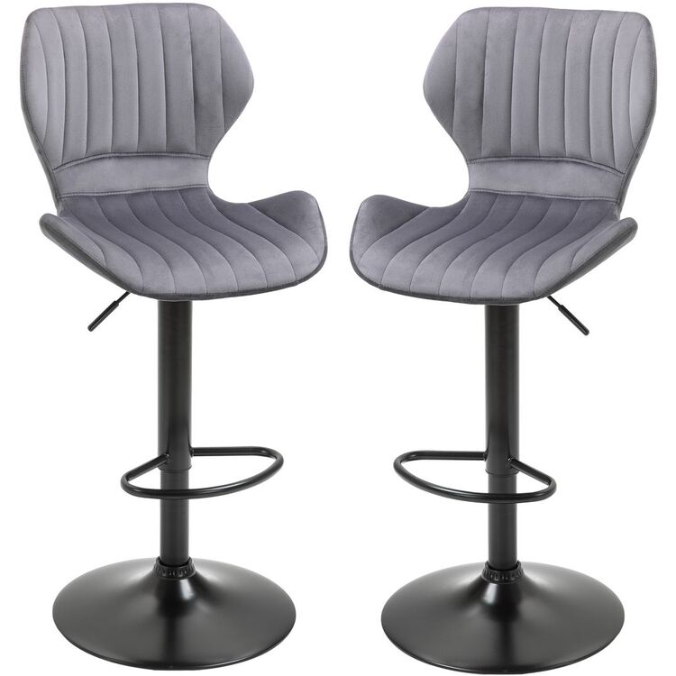 Set scaune de bar Homcom 835-466GY 47x51x113 cm (Grey/Black)
