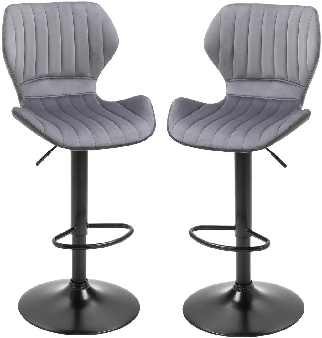 Set scaune de bar Homcom 835-466GY 47x51x113 cm (Grey/Black)