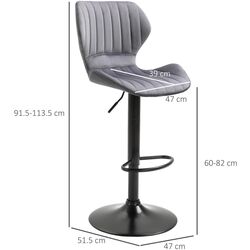 Set scaune de bar Homcom 835-466GY 47x51x113 cm (Grey/Black) Thumb