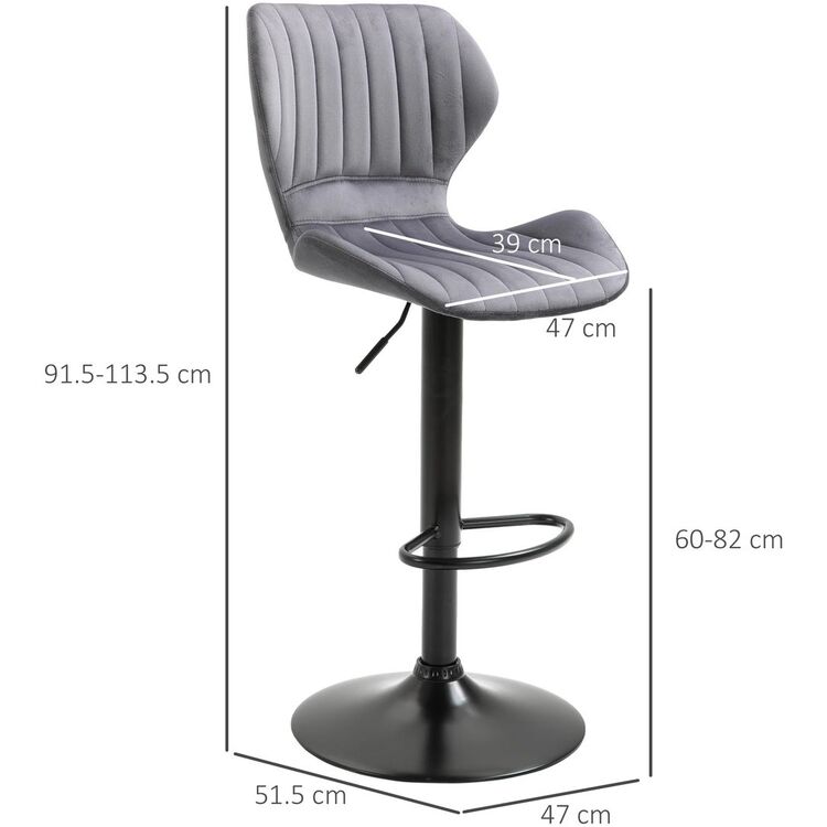 Set scaune de bar Homcom 835-466GY 47x51x113 cm (Grey/Black)