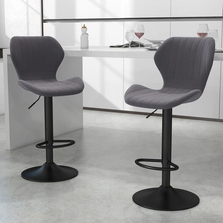 Set scaune de bar Homcom 835-466GY 47x51x113 cm (Grey/Black)